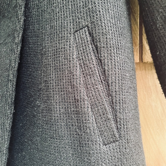 Caroline Morgan Wrap Black One Button Cardigan Jacket Size 12 Gray DoubleCollar - Picture 8 of 11